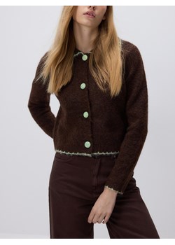 Reserved - Kardigan z kołnierzykiem - brązowy ze sklepu Reserved w kategorii Swetry damskie - zdjęcie 187669533