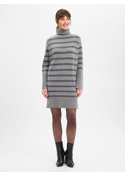 Marie Lund Damska sukienka z dzianiny z wełny merynosów Kobiety Wełna merino szary w paski ze sklepu vangraaf w kategorii Sukienki - zdjęcie 187670570