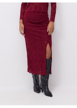 Reserved - Koronkowa spódnica midi - burgundowy ze sklepu Reserved w kategorii Spódnice - zdjęcie 187670814