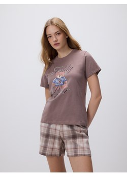 Reserved - Dwuczęściowa piżama z nadrukiem - brązowy ze sklepu Reserved w kategorii Piżamy damskie - zdjęcie 187670923