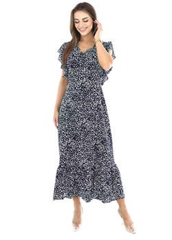 Sukienka FSU1120 GRANATOWY ekri plamki ze sklepu fokus.pl w kategorii Sukienki - zdjęcie 187670952