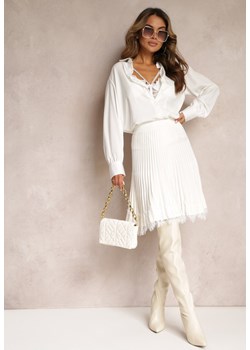 Biała Spódnica Mini Rozkloszowana z Gumką w Talii Saniurio ze sklepu renee.pl w kategorii Spódnice - zdjęcie 187673724