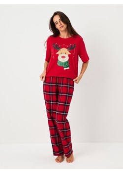 Sinsay - Bawełniana piżama dwuczęściowa z nadrukiem - czerwony ze sklepu Sinsay w kategorii Piżamy damskie - zdjęcie 187674693