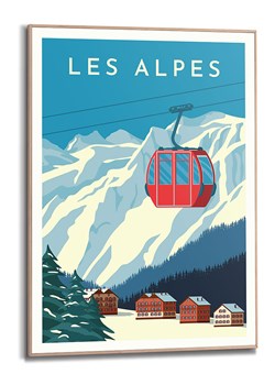 Orangewallz Druk artystyczny &quot;Alpes Ski&quot; w kolorze niebieskim w ramce - 50 x 70 cm ze sklepu Limango Polska w kategorii Obrazy - zdjęcie 187674822