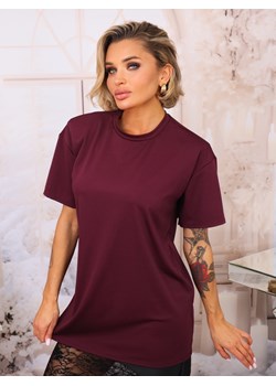 DŁUGI T-SHIRT OVERSIZE TUNIKA- BORDOWY ze sklepu olika.com.pl w kategorii Bluzki damskie - zdjęcie 187677561