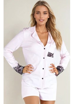 Piżama damska dwuczęściowa koszulowa góra i krótkie spodenki Anya Pink, Kolor jasnoróżowy, Rozmiar S, Momenti per me ze sklepu Intymna w kategorii Piżamy damskie - zdjęcie 187678770