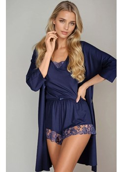 Krótki szlafrok z rękawem 3/4 Daphne, Kolor granatowy, Rozmiar S, Momenti per me ze sklepu Intymna w kategorii Szlafroki damskie - zdjęcie 187678774