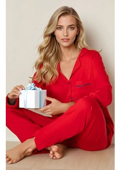 Elegancka czerwona piżama damska z wiskozy The One, Kolor czerwony, Rozmiar S, Momenti per me ze sklepu Intymna w kategorii Piżamy damskie - zdjęcie 187678794