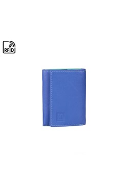 niebiesko-żółto-zielony mały portfel skórzany z wyciaganym etui na wi ze sklepu Słoń Torbalski w kategorii Portfele damskie - zdjęcie 187680030