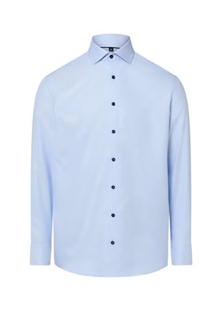 Finshley & Harding Męska koszula non-iron Mężczyźni Modern Fit Bawełna jasnoniebieski wypukły wzór tkaniny ze sklepu vangraaf w kategorii Koszule męskie - zdjęcie 187680171