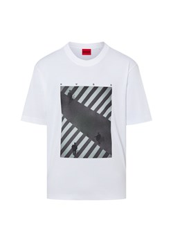 HUGO Koszulka męska - Dodger Mężczyźni Bawełna biały jednolity ze sklepu vangraaf w kategorii T-shirty męskie - zdjęcie 187680184