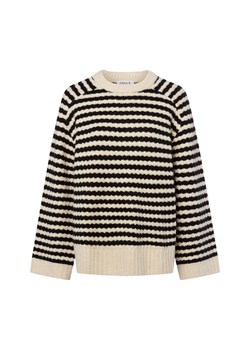 EDITED Damski sweter z dzianiny z zawartością wełny - Lennon Kobiety beżowy w paski ze sklepu vangraaf w kategorii Swetry damskie - zdjęcie 187680212