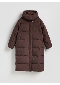 Reserved - Puchowa kurtka z z dodatkiem Sorony - ciemnobrązowy ze sklepu Reserved w kategorii Płaszcze damskie - zdjęcie 187680470