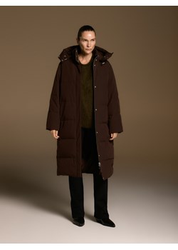 Reserved - Puchowa kurtka z z dodatkiem Sorony - ciemnobrązowy ze sklepu Reserved w kategorii Płaszcze damskie - zdjęcie 187681600