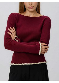 Reserved - Sweter z ozdobnym wykończeniem - bordowy ze sklepu Reserved w kategorii Swetry damskie - zdjęcie 187683820
