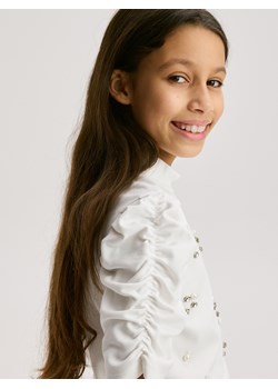 Reserved - Elegancka bluzka z wiskozy - złamana biel ze sklepu Reserved w kategorii Bluzki dziewczęce - zdjęcie 187684423