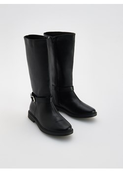 Reserved - Wysokie kozaki z imitacji skóry - czarny ze sklepu Reserved w kategorii Buty zimowe dziecięce - zdjęcie 187684571