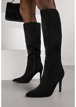 Czarne Kozaki na Szpilce ze Szpiczastym Noskiem Velvita ze sklepu born2be.pl w kategorii Kozaki damskie - zdjęcie 187684641
