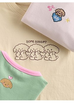 Reserved - T-shirt z haftem Boffie & Poko - beżowy ze sklepu Reserved w kategorii Bluzki dziewczęce - zdjęcie 187686243