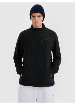 Męski polar rozpinany ze stójką 4F 4FRMM00TFLEM435 - czarny ze sklepu Sportstylestory.com w kategorii Bluzy męskie - zdjęcie 187686682