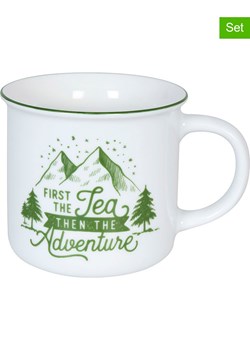 Könitz Kubki jumbo (2 szt.) &quot;Camper Coffee&quot; w kolorze biało-zielonym - 380 ml ze sklepu Limango Polska w kategorii Dzbanki i zaparzacze - zdjęcie 187687051