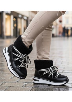 Zimowe botki śniegowce z futerkiem Czarne /A2-118568 W341/ ze sklepu Pantofelek24.pl w kategorii Śniegowce damskie - zdjęcie 187687910