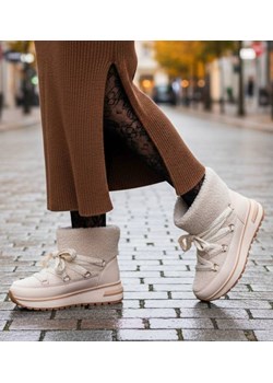 Zimowe botki śniegowce z futerkiem Beżowe /D5-2 18567 W341/ ze sklepu Pantofelek24.pl w kategorii Śniegowce damskie - zdjęcie 187687930