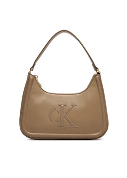Torebka Calvin Klein Bold Ck Small Shoulder Bag LV04F3230G Beżowy ze sklepu eobuwie.pl w kategorii Torebki hobo - zdjęcie 187689543