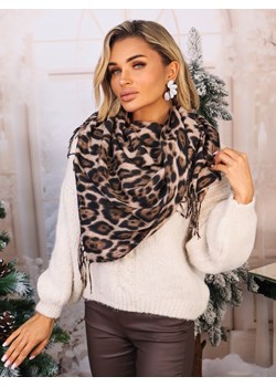 CHUSTA DZIANINOWA W PANTERKĘ- BEŻOWA ze sklepu olika.com.pl w kategorii Szaliki i chusty damskie - zdjęcie 187690104