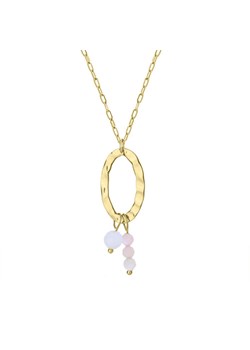 Różowy opal i kamień księżycowy młotkowany złoty naszyjnik z kamieniami ze sklepu manoki.pl w kategorii Naszyjniki - zdjęcie 187690261