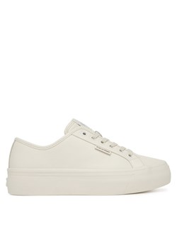 Calvin Klein Sneakersy Vulc Flatf Lace Up Lth YW0YW01932 Biały ze sklepu MODIVO w kategorii Buty sportowe damskie - zdjęcie 187692391
