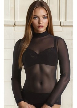 Golf damski przezroczysty siateczkowy czarny 169320, Kolor czarny, Rozmiar XS, Teyli ze sklepu Primodo w kategorii Bluzki damskie - zdjęcie 187693100