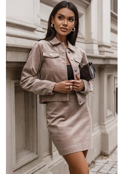 Beżowy sztruksowy komplet damski Rubi 379, Kolor beżowy, Rozmiar S, Ivon ze sklepu Primodo w kategorii Spódnice - zdjęcie 187693270