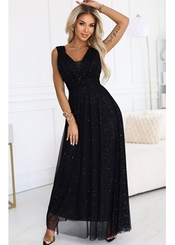 Połyskująca długa sukienka z brokatowym akcentem czarna 637-2, Kolor czarny, Rozmiar one size, NUMOCO BASIC ze sklepu Primodo w kategorii Sukienki - zdjęcie 187693370