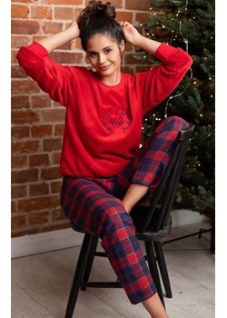 Dwuczęściowa polarowa piżama damska flanelowe spodnie Cordelia, Kolor czerwono-granatowy, Rozmiar S, SENSIS ze sklepu Primodo w kategorii Piżamy damskie - zdjęcie 187693390