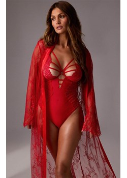 Marilyn długi koronkowy peniuar czerwony Lejla, Kolor czerwony, Rozmiar S/M, Marilyn ze sklepu Intymna w kategorii Szlafroki damskie - zdjęcie 187693881