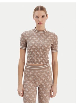 Guess T-Shirt V5BP07 K2000 Brązowy Slim Fit ze sklepu MODIVO w kategorii Bluzki damskie - zdjęcie 187694692