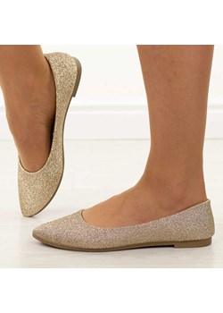 Złote brokatowe baleriny damskie Potocki 23314 ze sklepu suzana.pl w kategorii Balerinki - zdjęcie 187694971