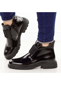 Czarne lakierowane botki damskie M.Daszyński 2501-10 ze sklepu suzana.pl w kategorii Botki - zdjęcie 187694992