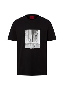 HUGO Koszulka męska - Deyss Mężczyźni Bawełna czarny jednolity ze sklepu vangraaf w kategorii T-shirty męskie - zdjęcie 187695143