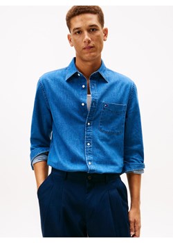 Tommy Hilfiger Męska koszula casual Mężczyźni Regular Fit Bawełna medium stone jednolity ze sklepu vangraaf w kategorii Koszule męskie - zdjęcie 187695182