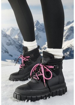 Czarne Śniegowce Vices na Grubej Tłoczonej Podeszwie Anirrise ze sklepu born2be.pl w kategorii Śniegowce damskie - zdjęcie 187695580