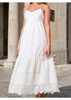 Sinsay - Sukienka midi z koronkowym wykończeniem - biały ze sklepu Sinsay w kategorii Sukienki - zdjęcie 187696163