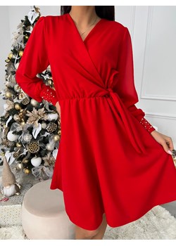 Czerwona Sukienka z Wiązaniem ze sklepu ModnaKiecka.pl w kategorii Sukienki - zdjęcie 187696422