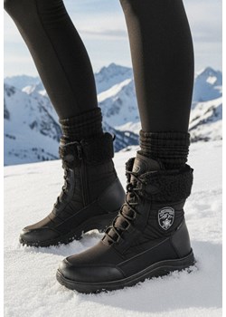 Czarne Śniegowce za Kostkę z Ozdobnym Futerkiem Lilithan ze sklepu born2be.pl w kategorii Śniegowce damskie - zdjęcie 187696544