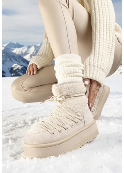 Beżowe Śniegowce na Grubej Podeszwie Ozdobione Barankiem Terinae ze sklepu born2be.pl w kategorii Śniegowce damskie - zdjęcie 187696550