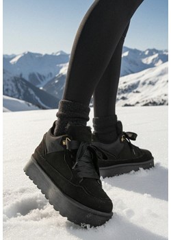 Czarne Sznurowane Sneakersy na Grubej Podeszwie z Futerkiem Vaitaly ze sklepu born2be.pl w kategorii Buty sportowe damskie - zdjęcie 187696551
