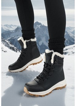 Czarne Botki Śniegowce w Trekkingowym Stylu na Grubej Podeszwie Elorene ze sklepu born2be.pl w kategorii Workery damskie - zdjęcie 187696552