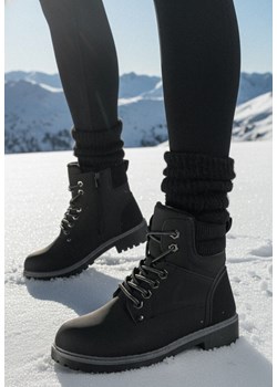 Czarne Płaskie Klasyczne Traperki ze Sznurowaniem Lobanne ze sklepu born2be.pl w kategorii Workery damskie - zdjęcie 187696571