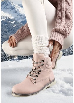 Różowe Płaskie Klasyczne Traperki ze Sznurowaniem Lobanne ze sklepu born2be.pl w kategorii Workery damskie - zdjęcie 187696573